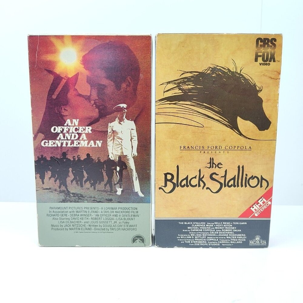 Lot Of (2) Vintage VHS Tapes Cassette Black Stallion Officer & Gentleman USED